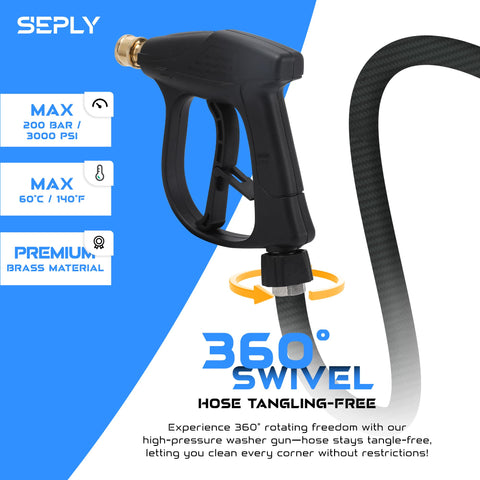 SEPLY button nose nozzle focuses deep blasting for stubborn clogs.