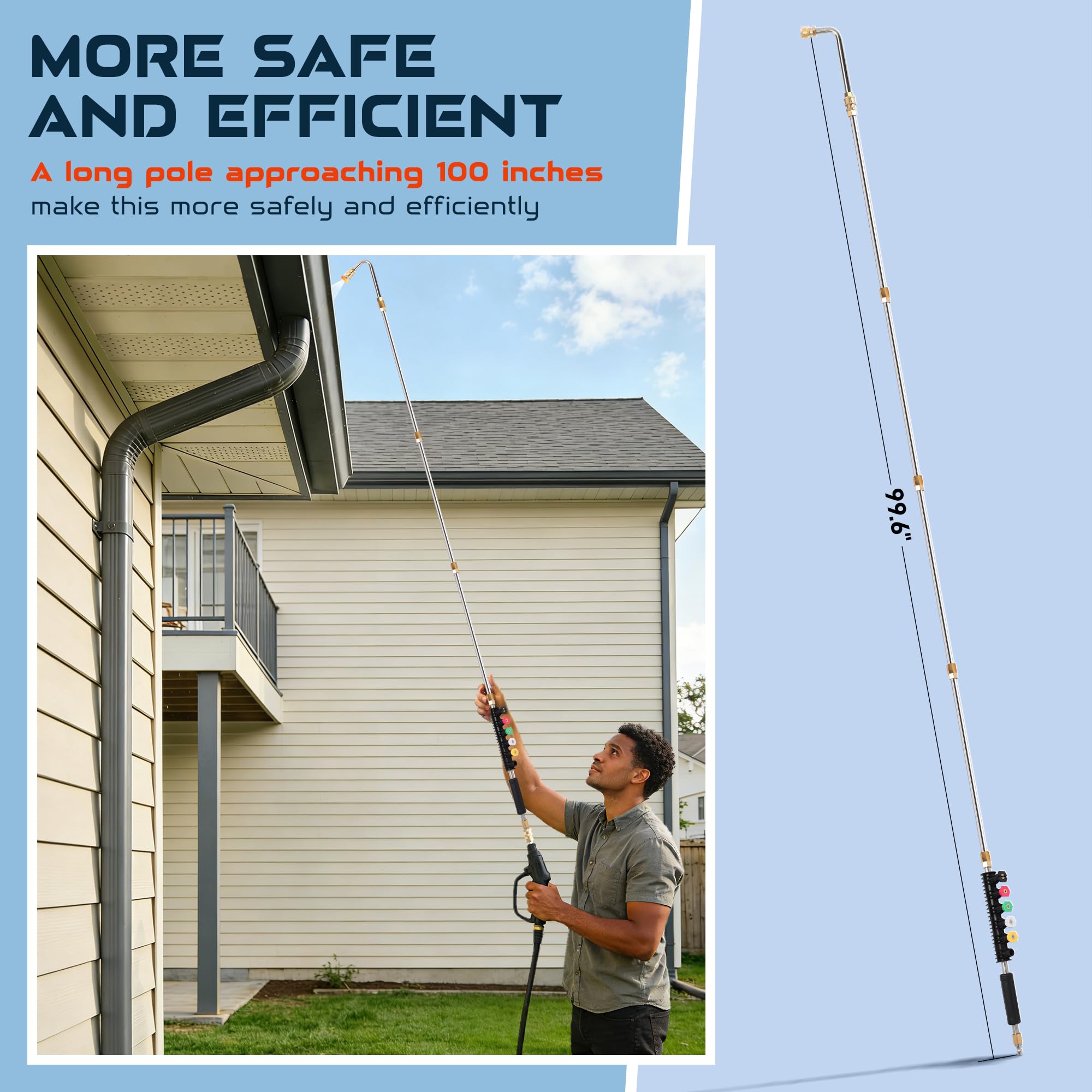SEPLY curved wand at 30 degree angle enabling reach into tight areas