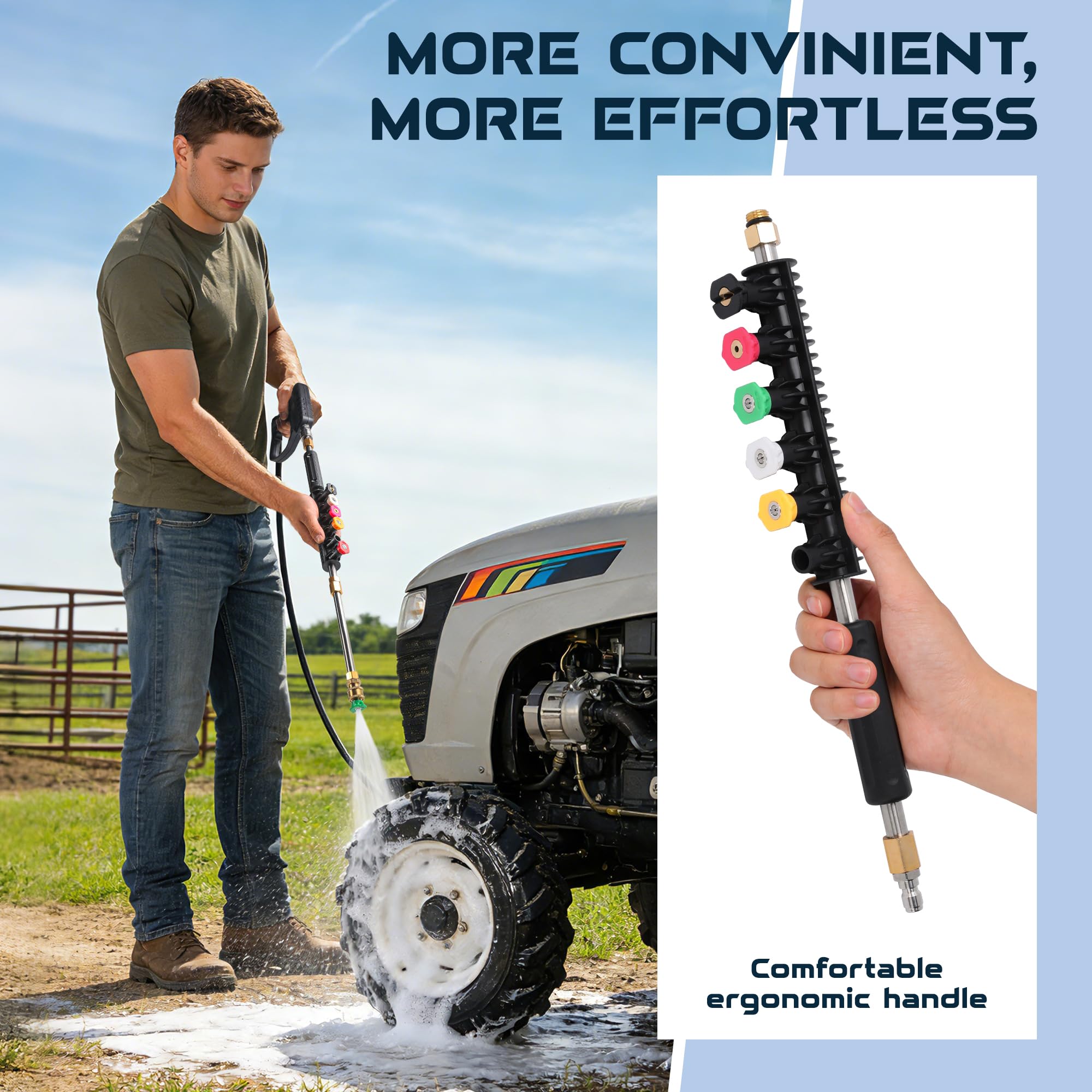 SEPLY curved wand at 90 degree angle helps access gutters and undercars