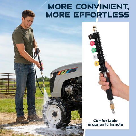 SEPLY curved wand at 90 degree angle helps access gutters and undercars