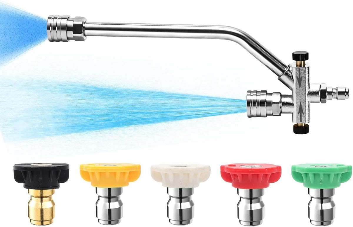 SEPLY foam cannon dual connector attached to pressure washer for efficient foam coverage