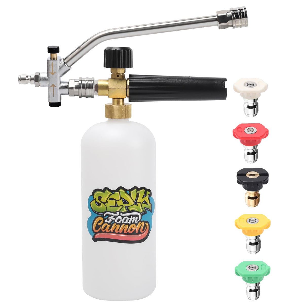 SEPLY foam cannon dual-connector for seamless soap and rinse transitions during car wash.