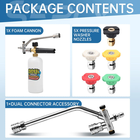 SEPLY foam cannon splash-free design supports safer car washes and patio cleaning.