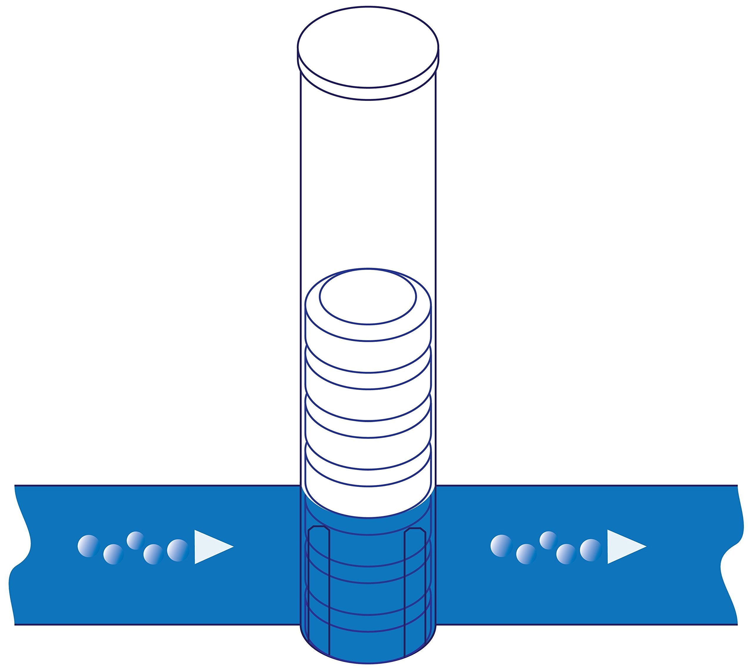 Septicfit chlorine tablet dissolving in water demonstrates dosing action.