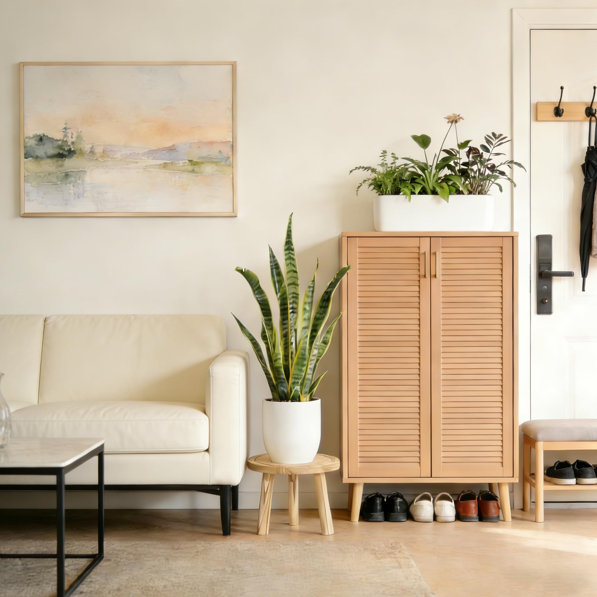 SEQUEDA tall 11-inch plant stand elevates large pots for a focal plant.