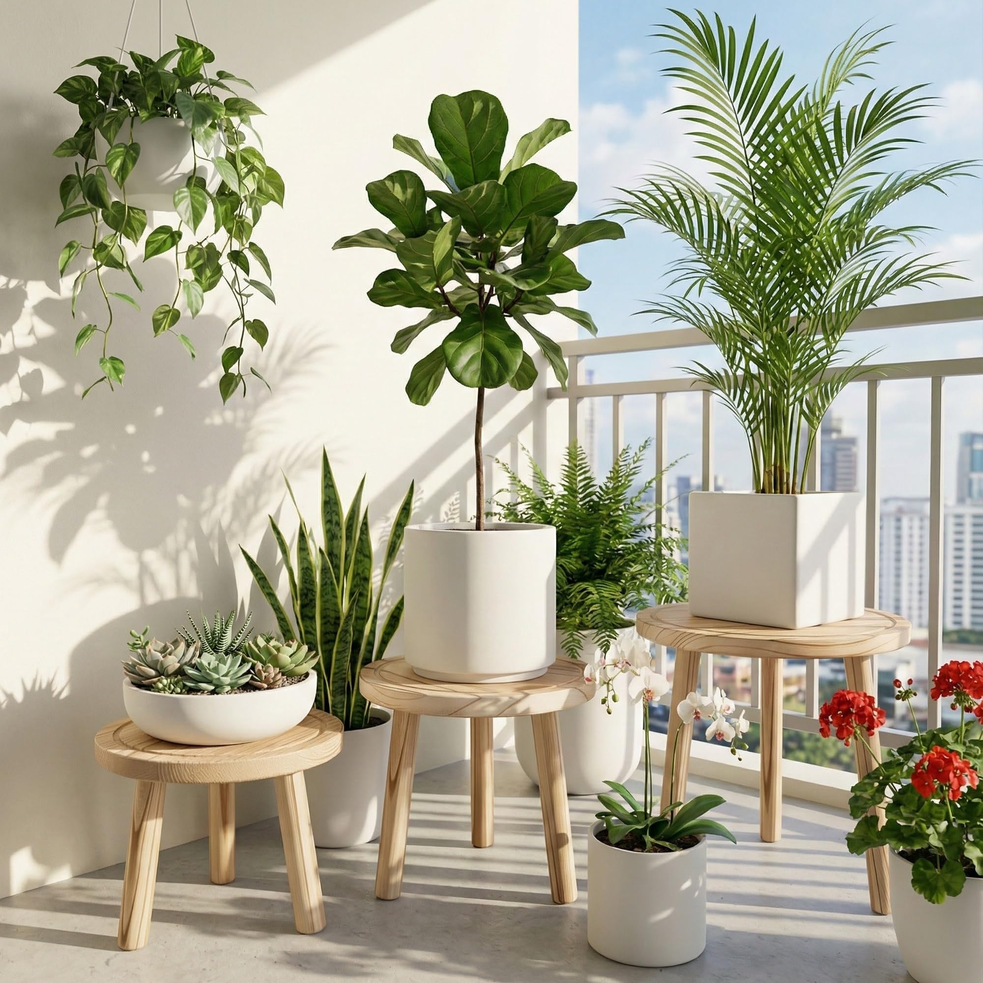 SEQUEDA sturdy wood construction provides stable support for heavy pots and plants.