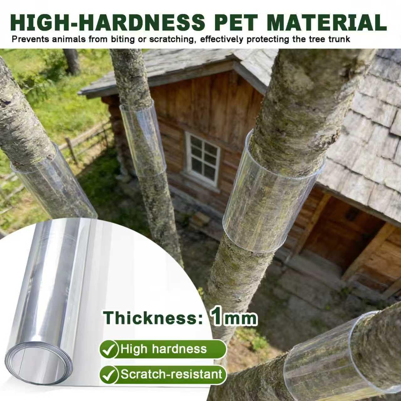 Serendipresent PET tree wrap surface reduces friction while letting light through