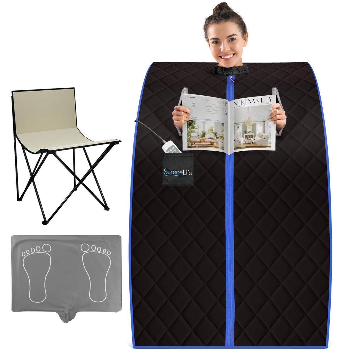 SereneLife compact infrared sauna for at-home relaxation in a small space.