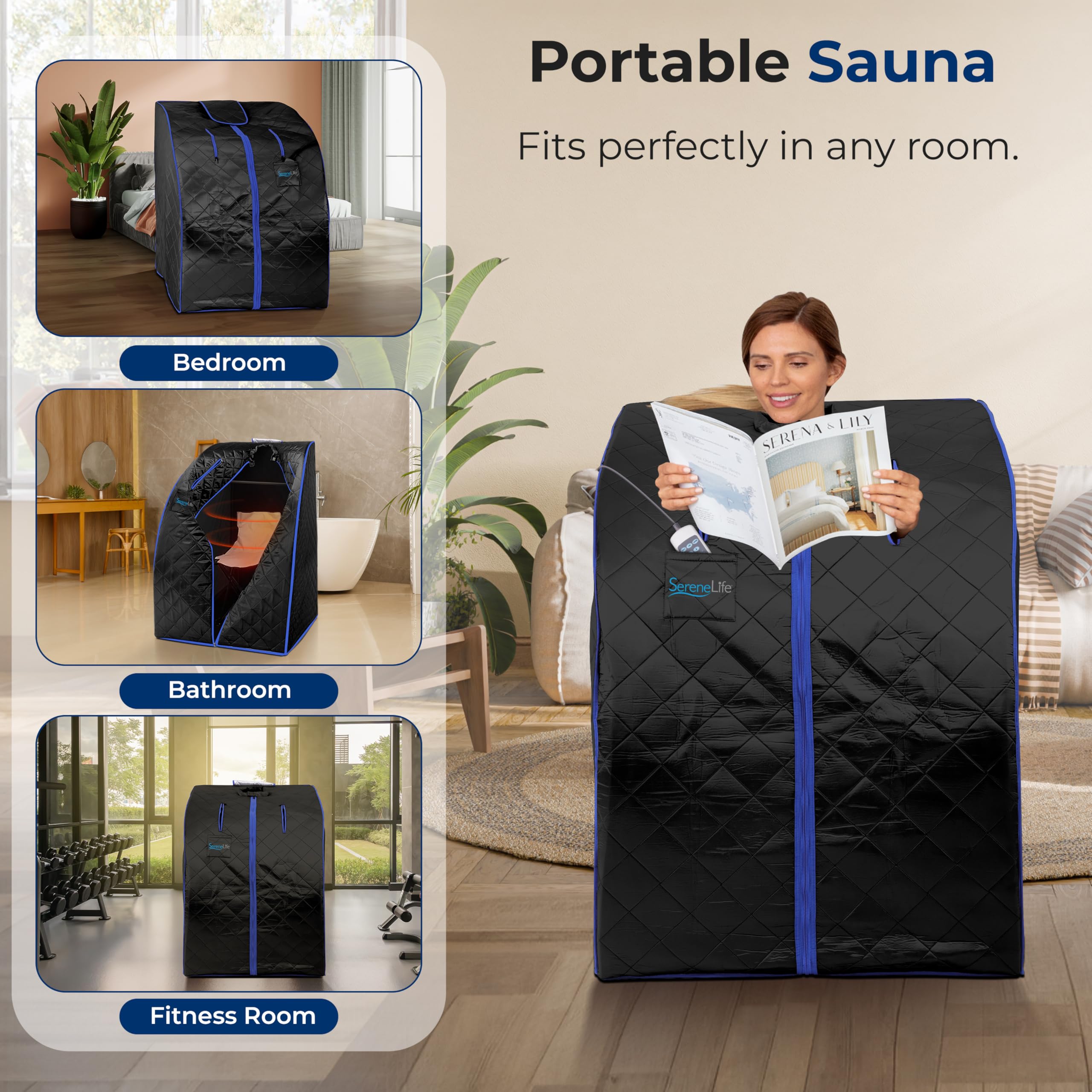 SereneLife easy access sit-in design offering comfortable warmth while seated.