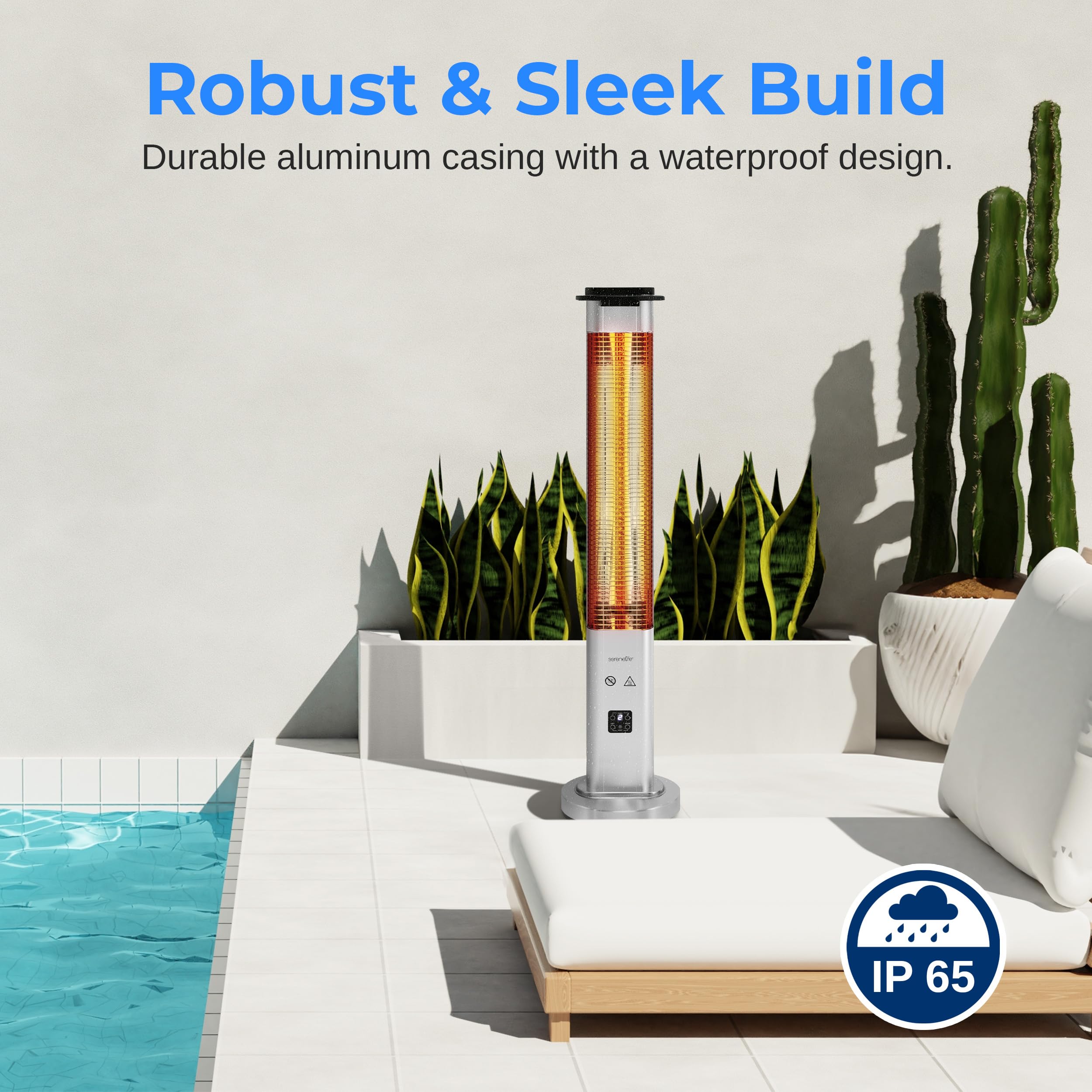 SereneLife IP65-rated heater withstands rain and damp nights outdoors