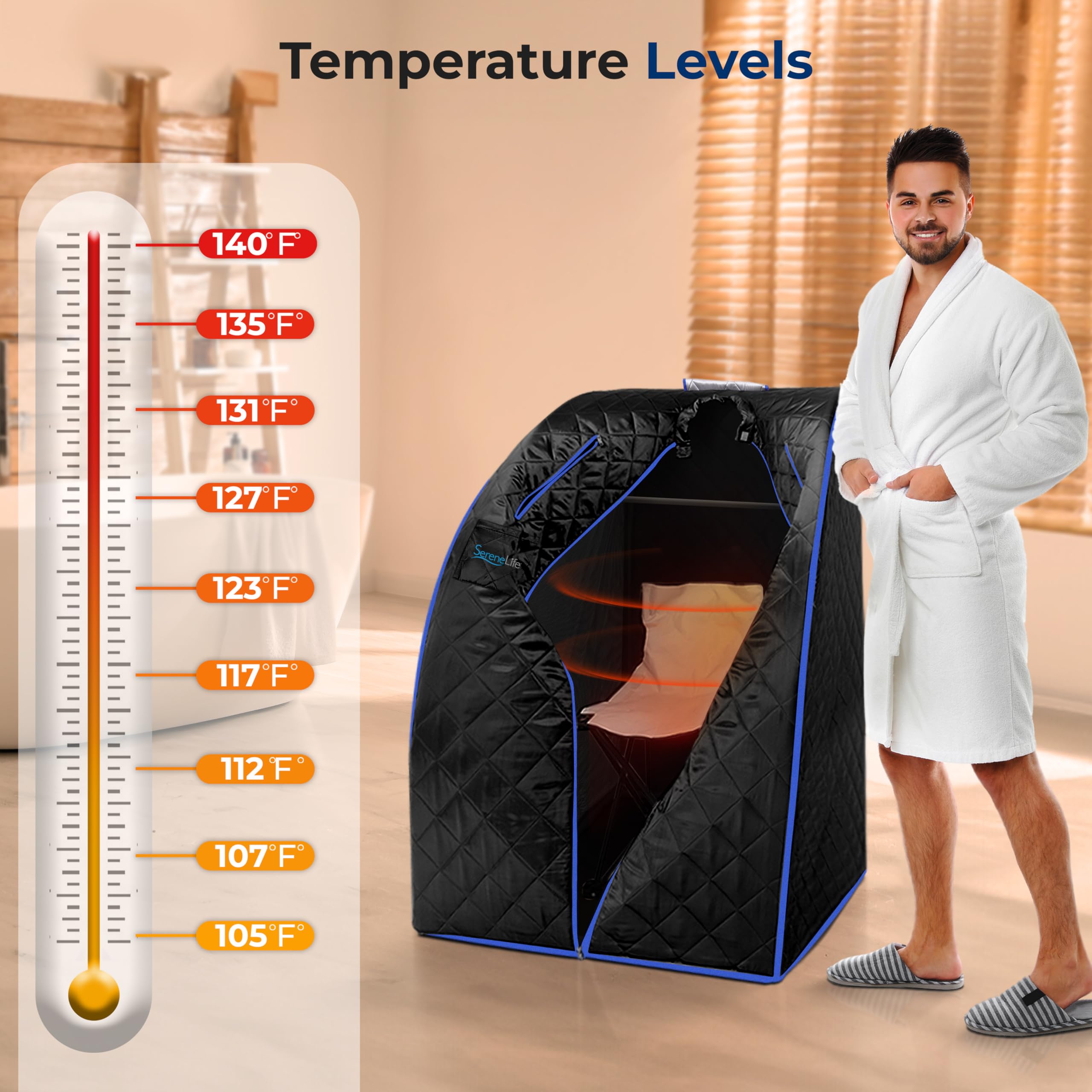 SereneLife portable sauna unit enabling easy room-to-room spa sessions.