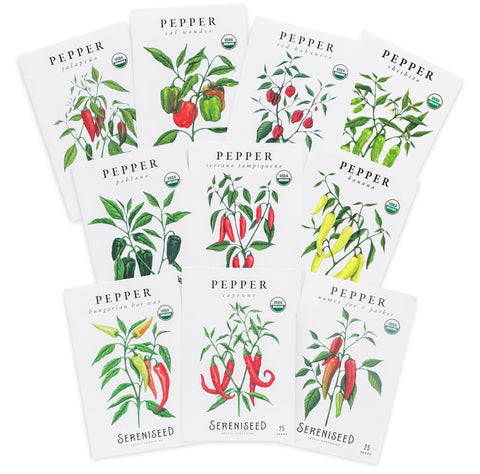 Sereniseed 10-pack front packaging shows diverse varieties for home gardening.