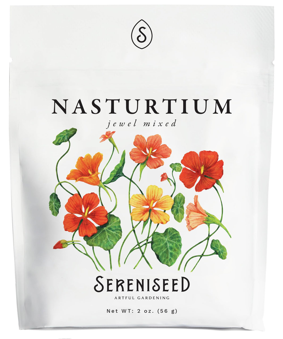 Sereniseed Jewel mixed nasturtium seeds for vibrant trailing blooms and reliable germination