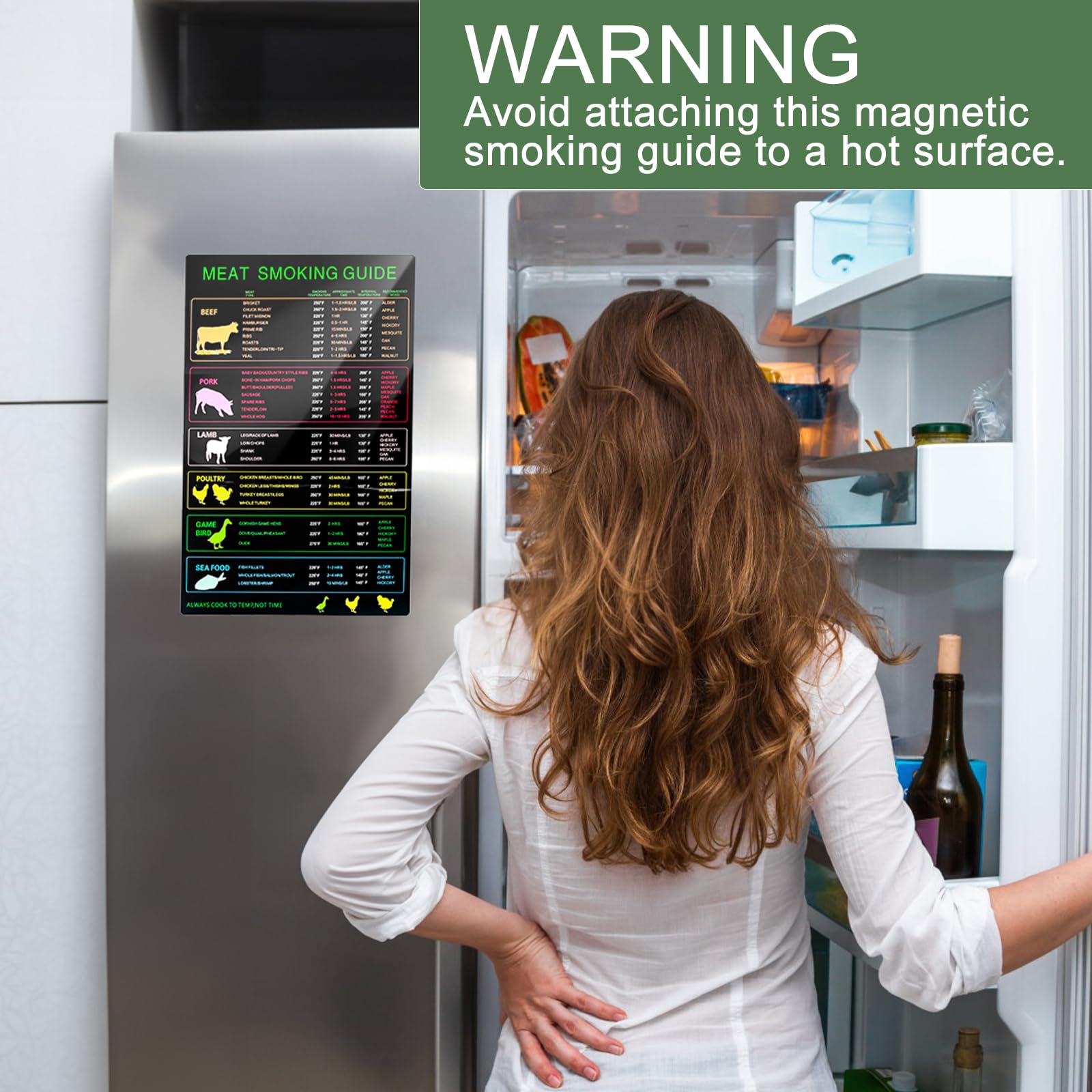 Seropy magnetic back allows secure attachment to metal surfaces during grilling.