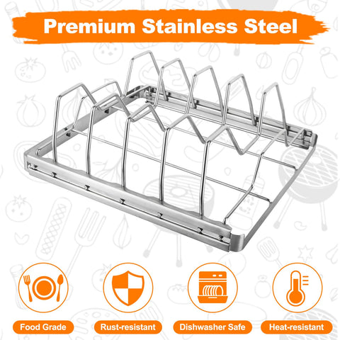 Seropy rib rack in use on grill for even heat