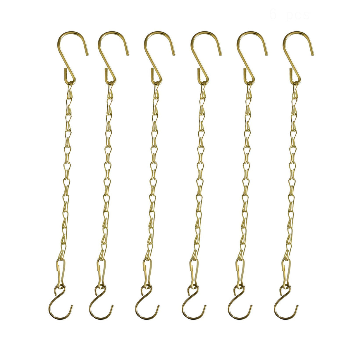 Sersberg 11in gold hanging chain basket securely holds a plant outdoors