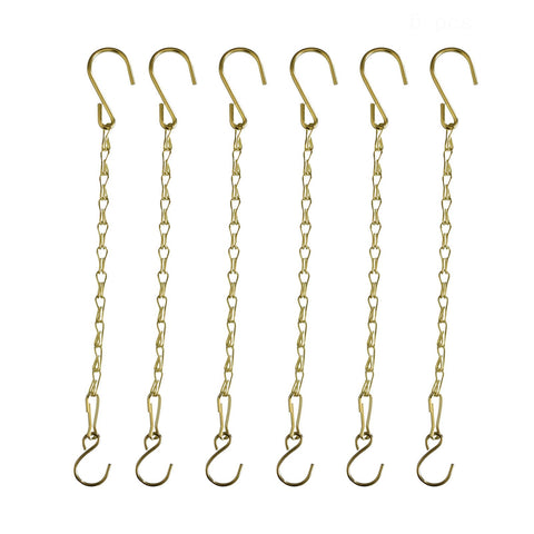 Sersberg 11in gold hanging chain basket securely holds a plant outdoors