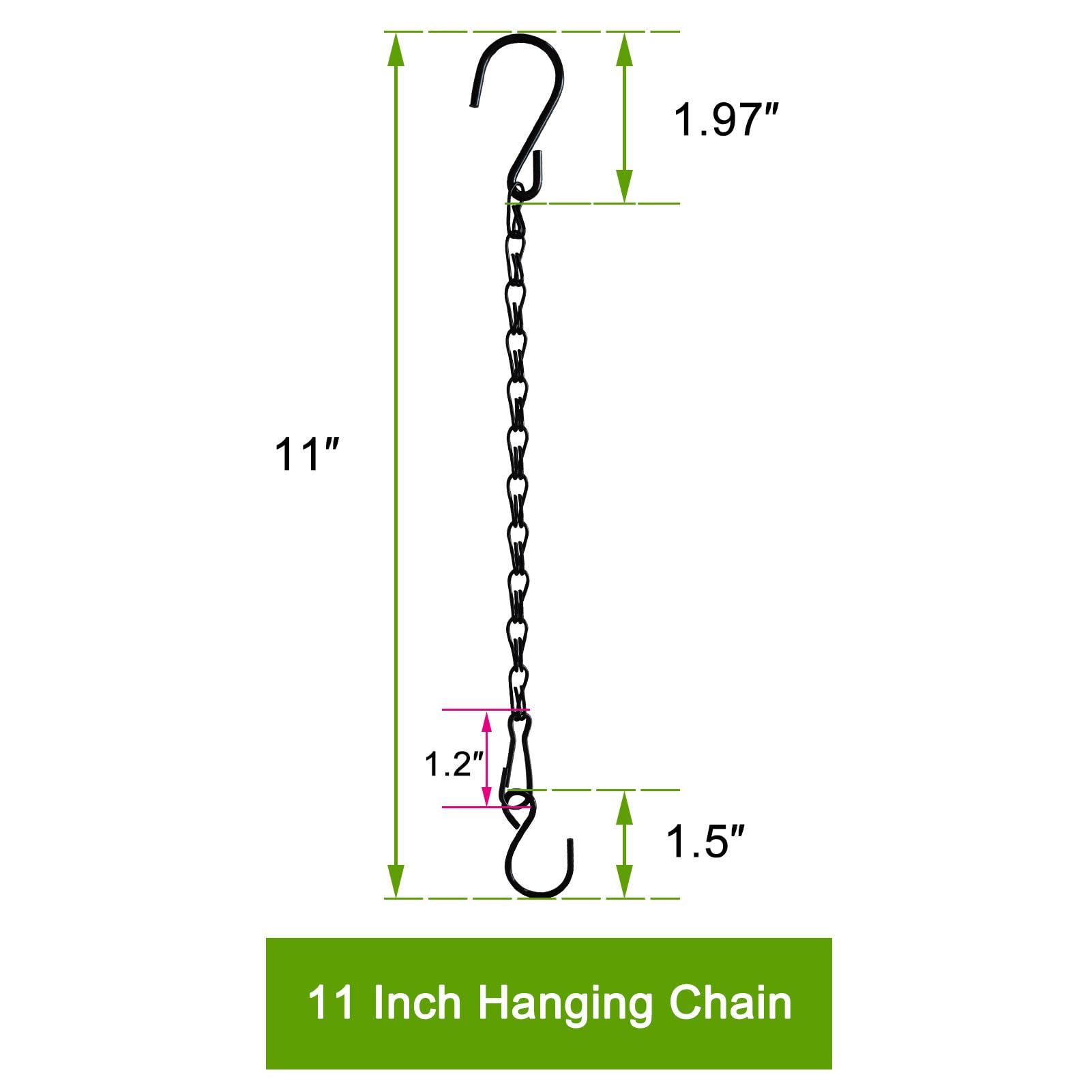 Sersberg plant hanger chain 11inch black elevates pots for better light exposure.