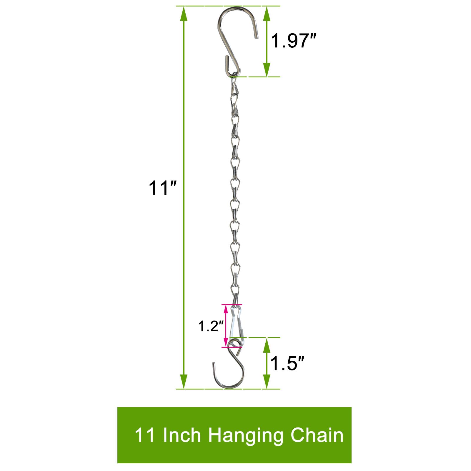 Sersberg silver chain with large hooks ideal for planter pots.