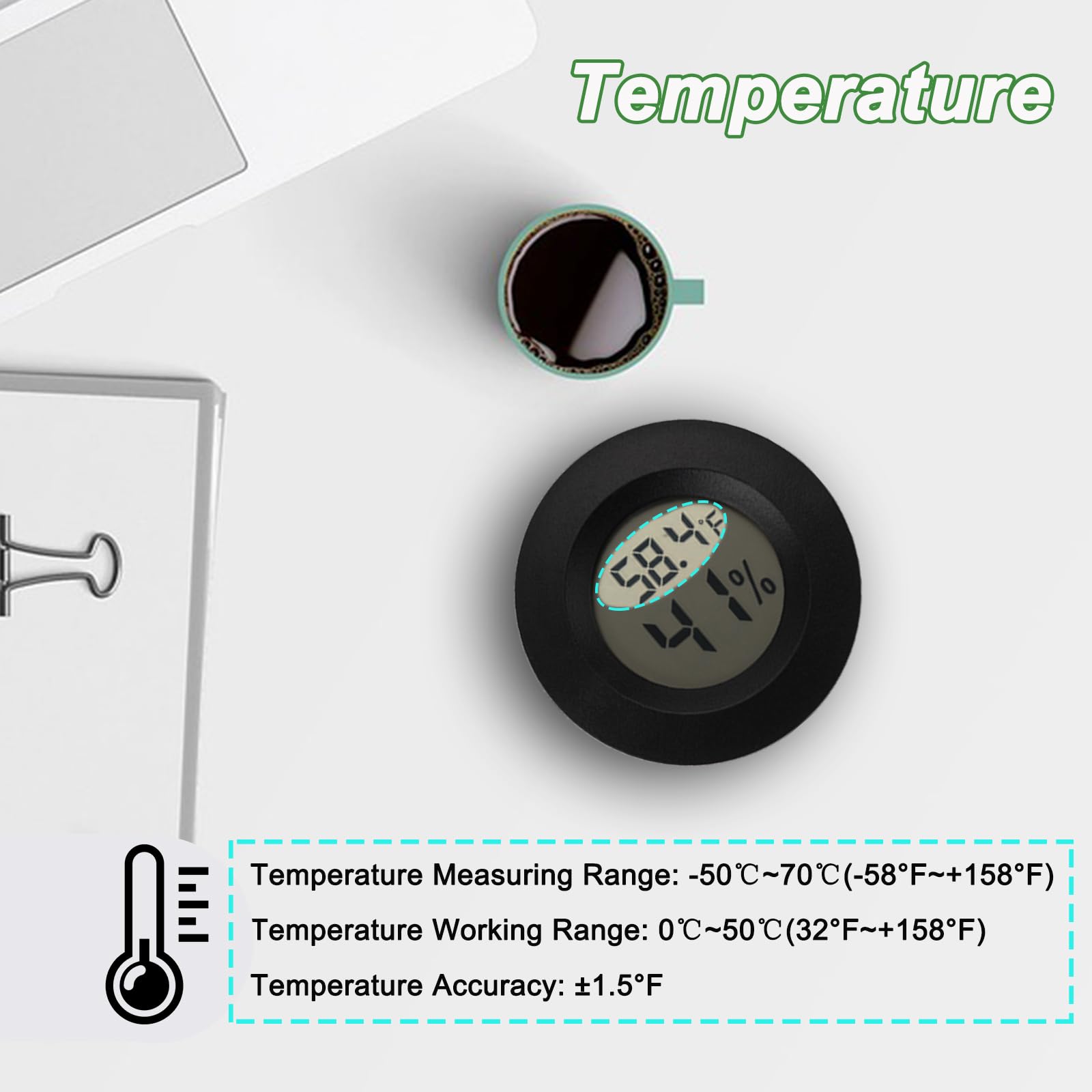 Serundo Auto mini hygrometer suitable for reptile terrarium habitat cues