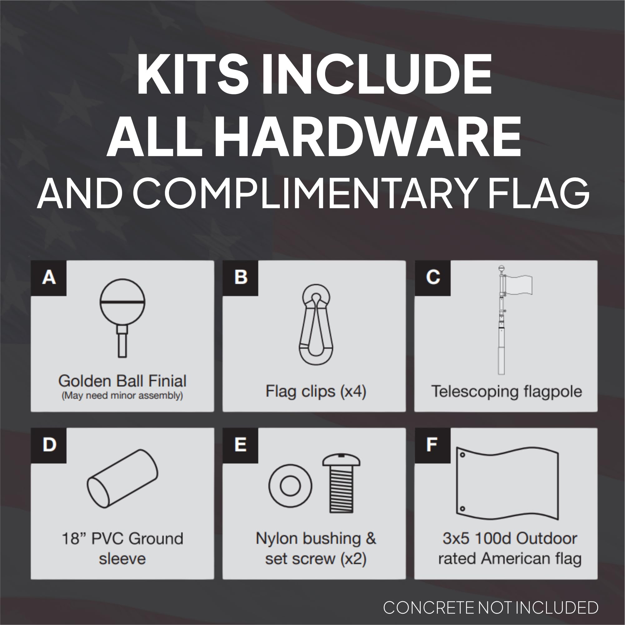 Complete installation package ready to fly two flags.