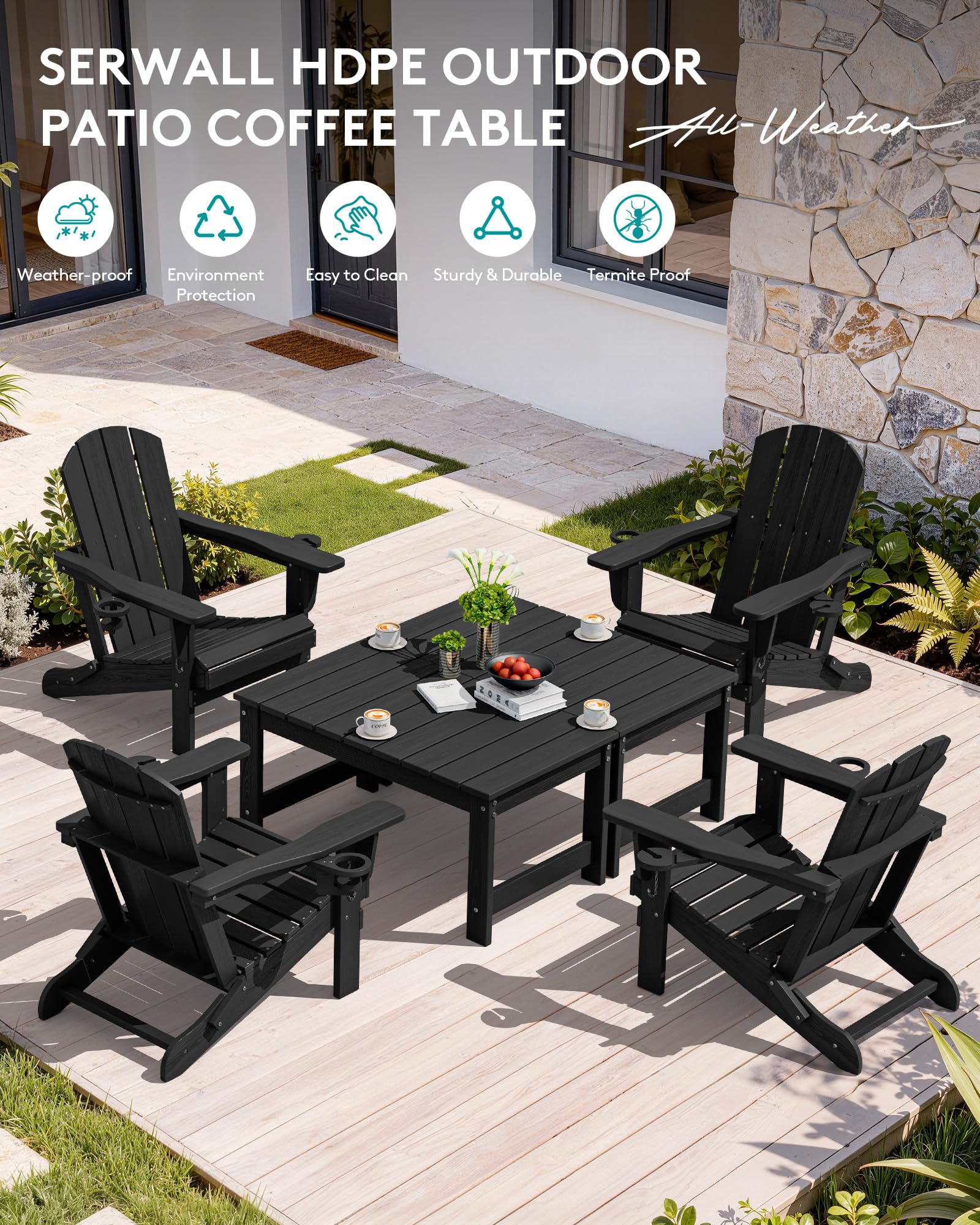 Table dimensions 33.7 x 19.7 x 16.5 inches fit outdoor layouts