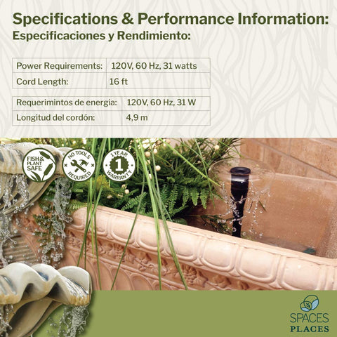 Seuenelf DP430 pump max-head-8-2ft supports varied water displays