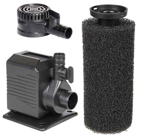 Seuenelf DP430 pump in outdoor-install powers a small fountain for steady water movement