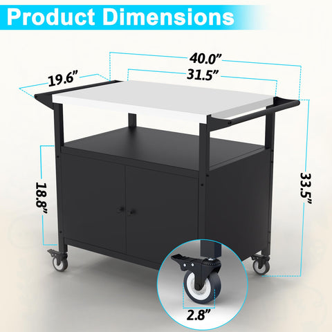 SEUNSHANY grill cart open shelf provides convenient storage for plates and ingredients.