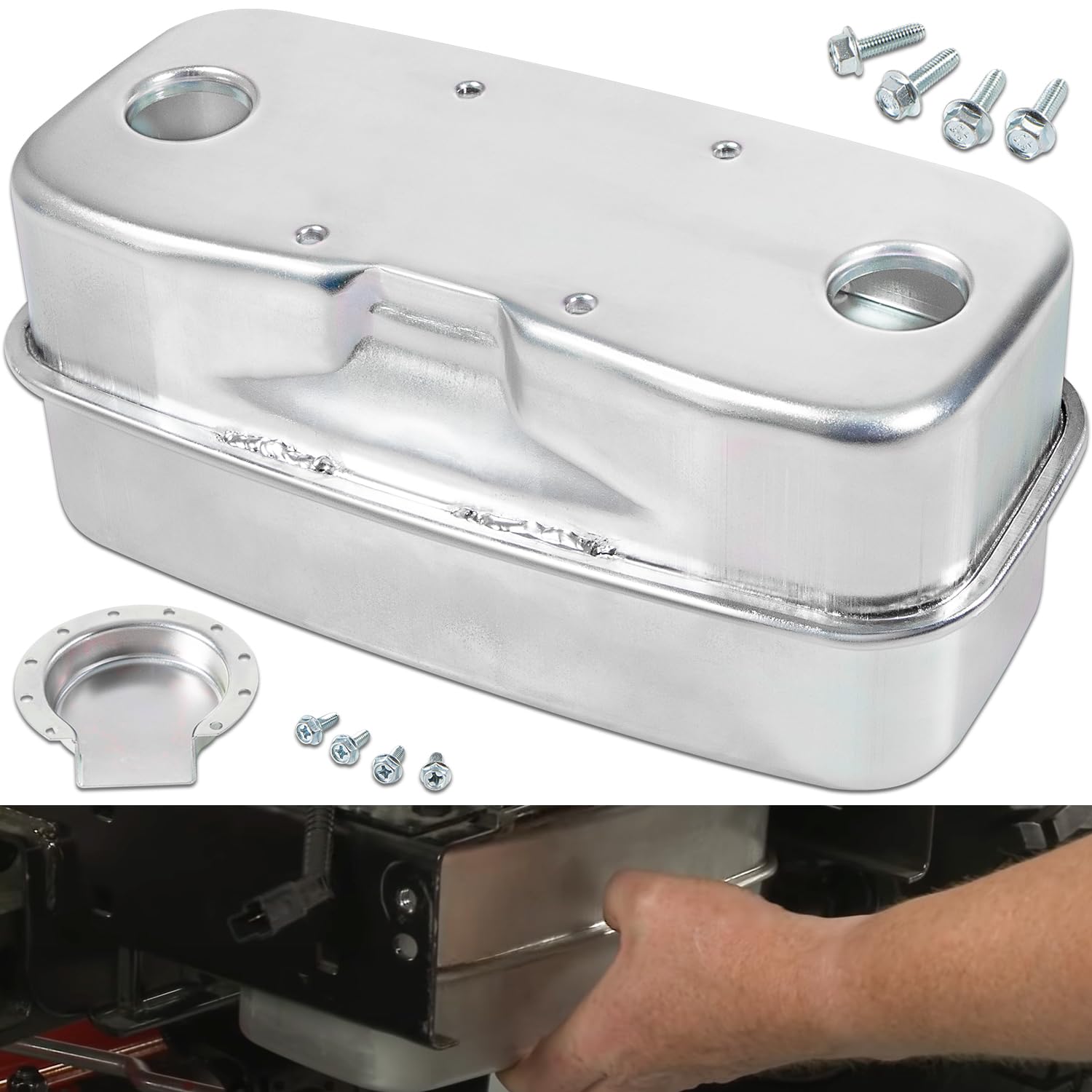 sevencow twin-inlet exhaust muffler assembly reduces engine noise for smoother mowing