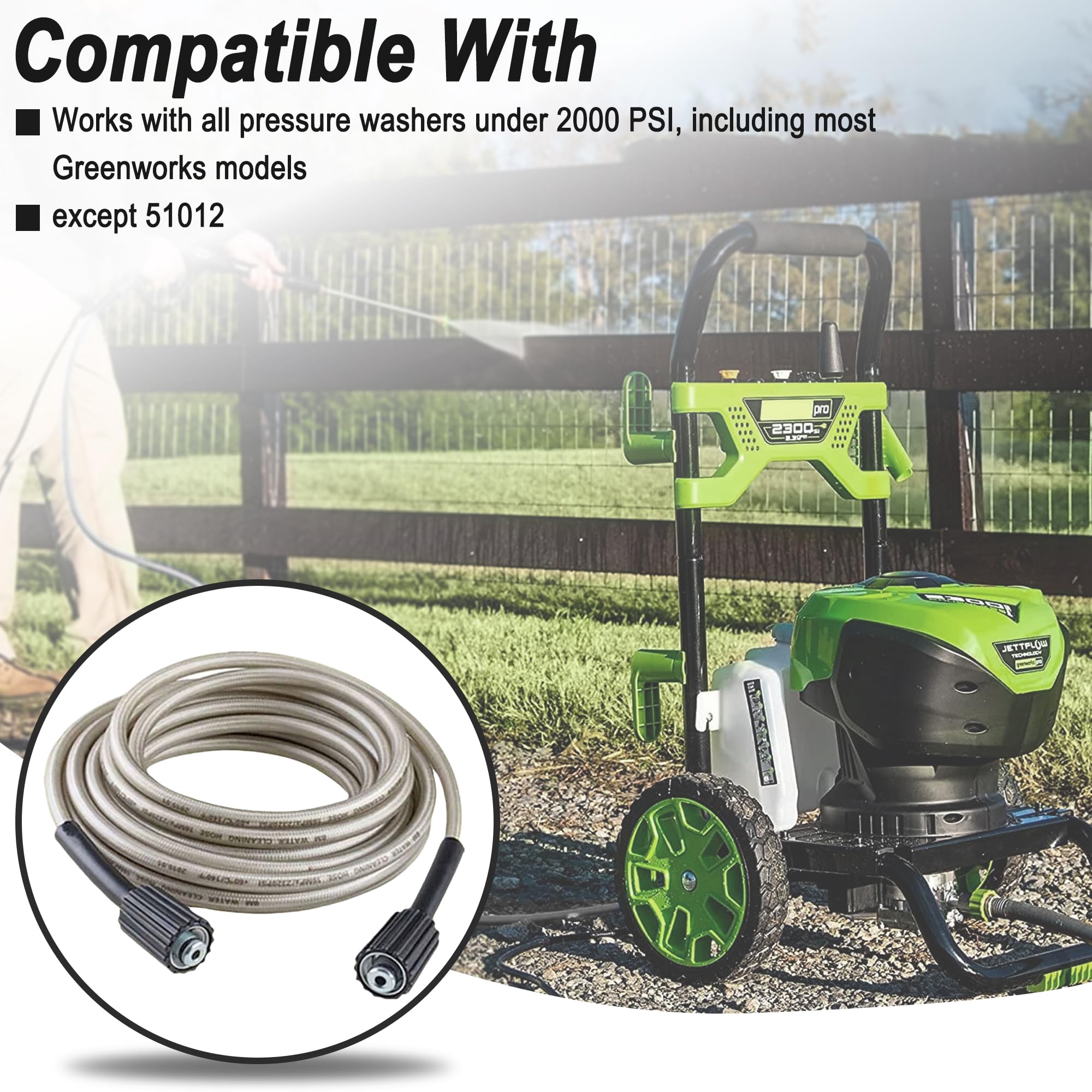Sevensool extended-reach hose helps access under decks and along siding.