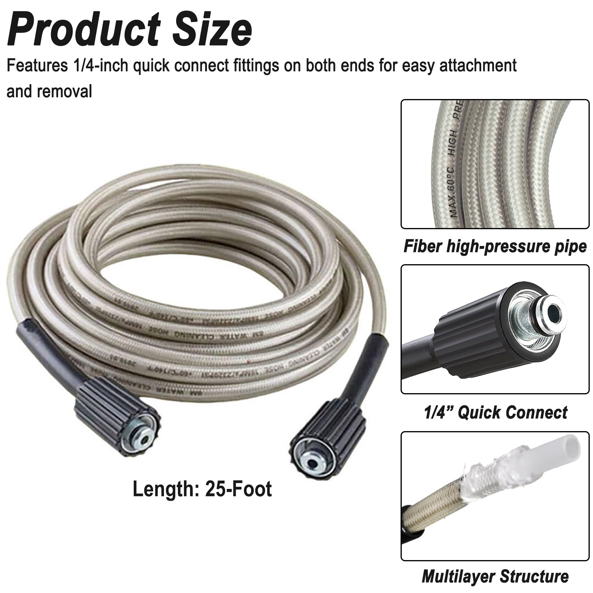 Sevensool hose compatible with Greenworks units up to 2000 PSI for reliable performance.