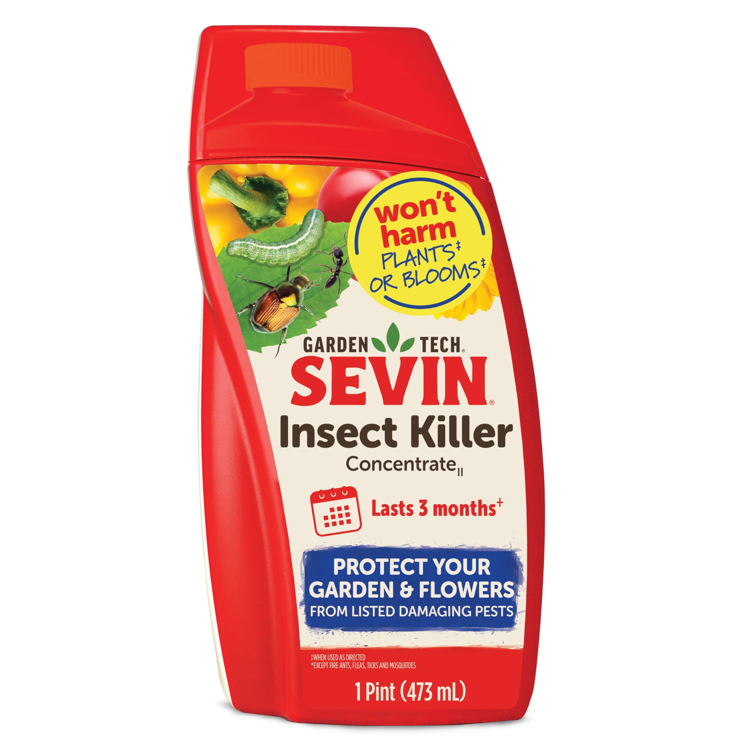 Sevin Insect Killer Concentrate bottle protecting garden plants from pests