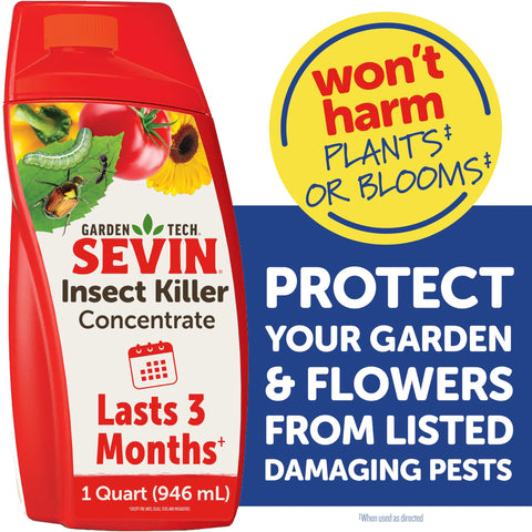 Garden bed with protected blooms after Sevin application