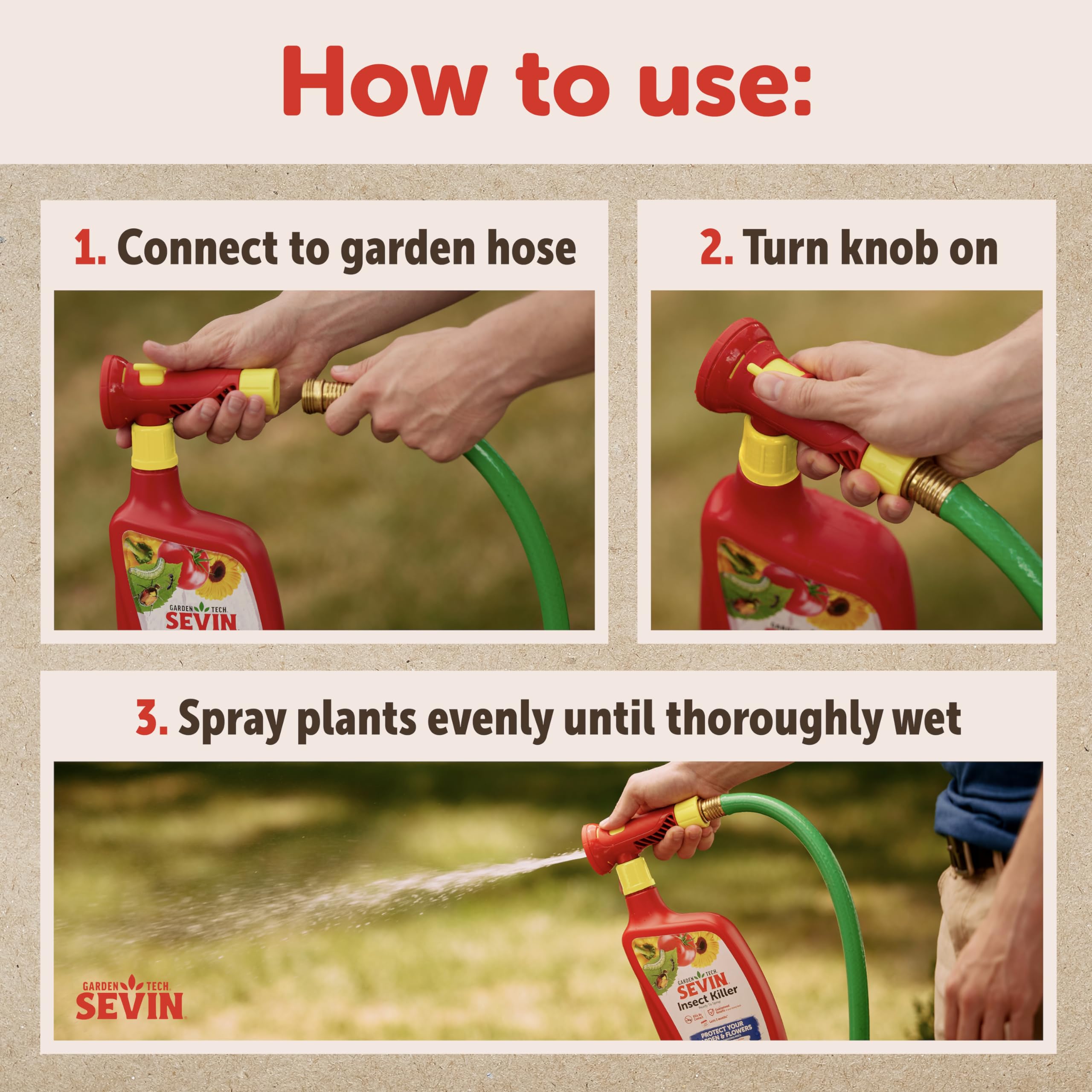 Close-up pump action on Sevin Ready To Spray