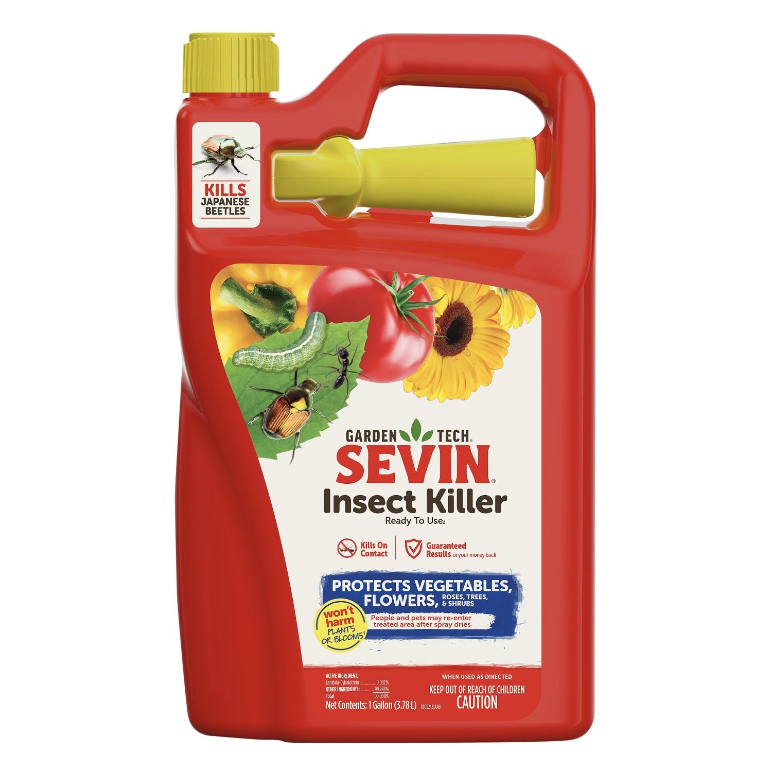 Sevin insect killer ready-to-use bottle shown for simple garden pest control.