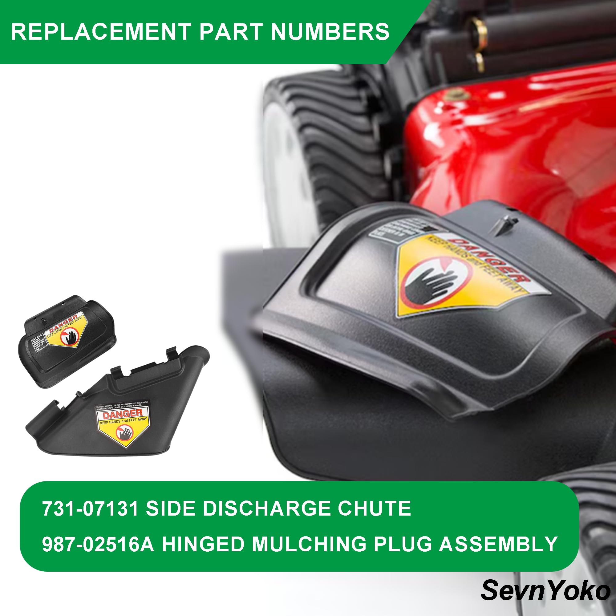 SevnYoko hinged mulch plug 987-02516A returns fine mulch to soil.