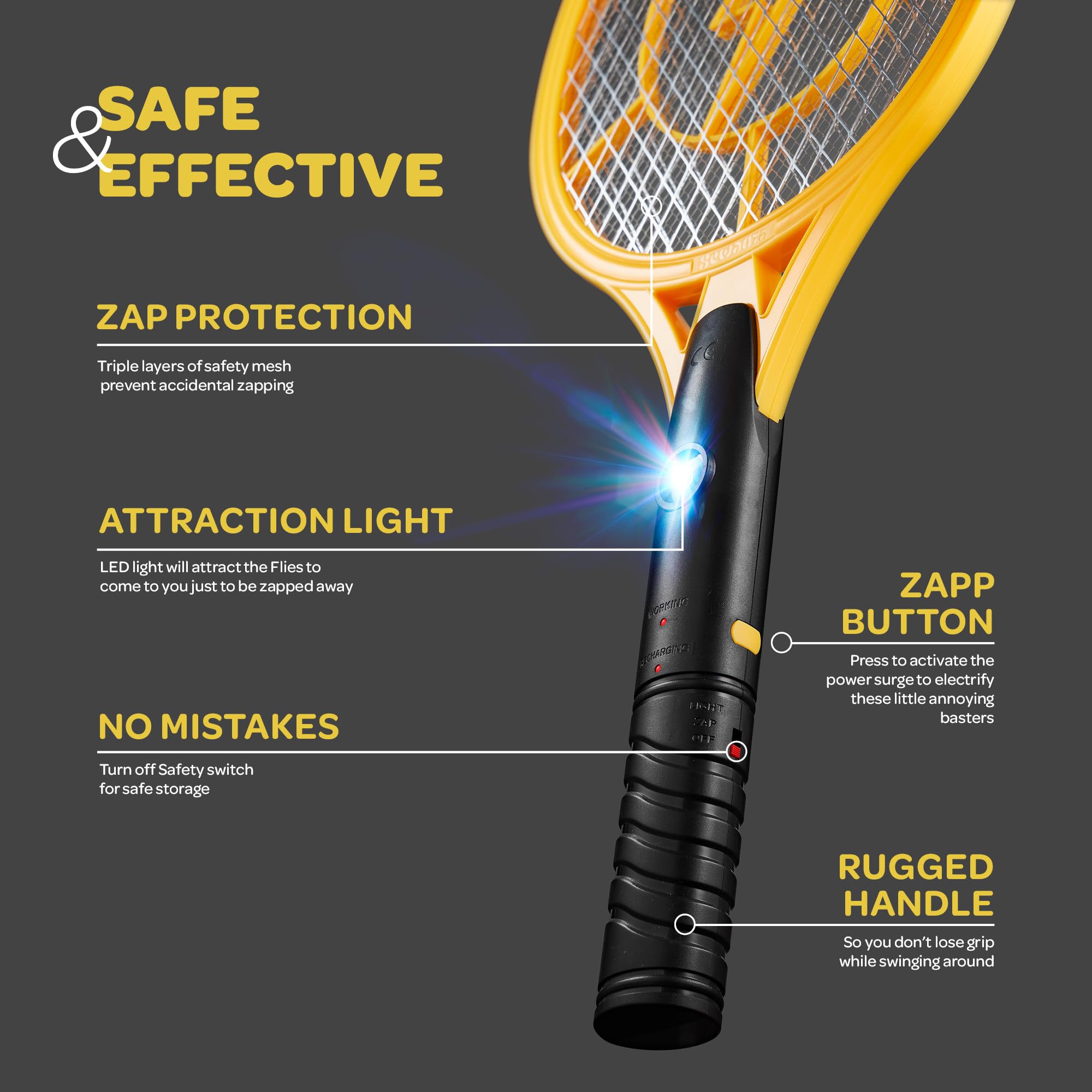 SEWANTA Easy cleaning—shake off dead insects after zapping.
