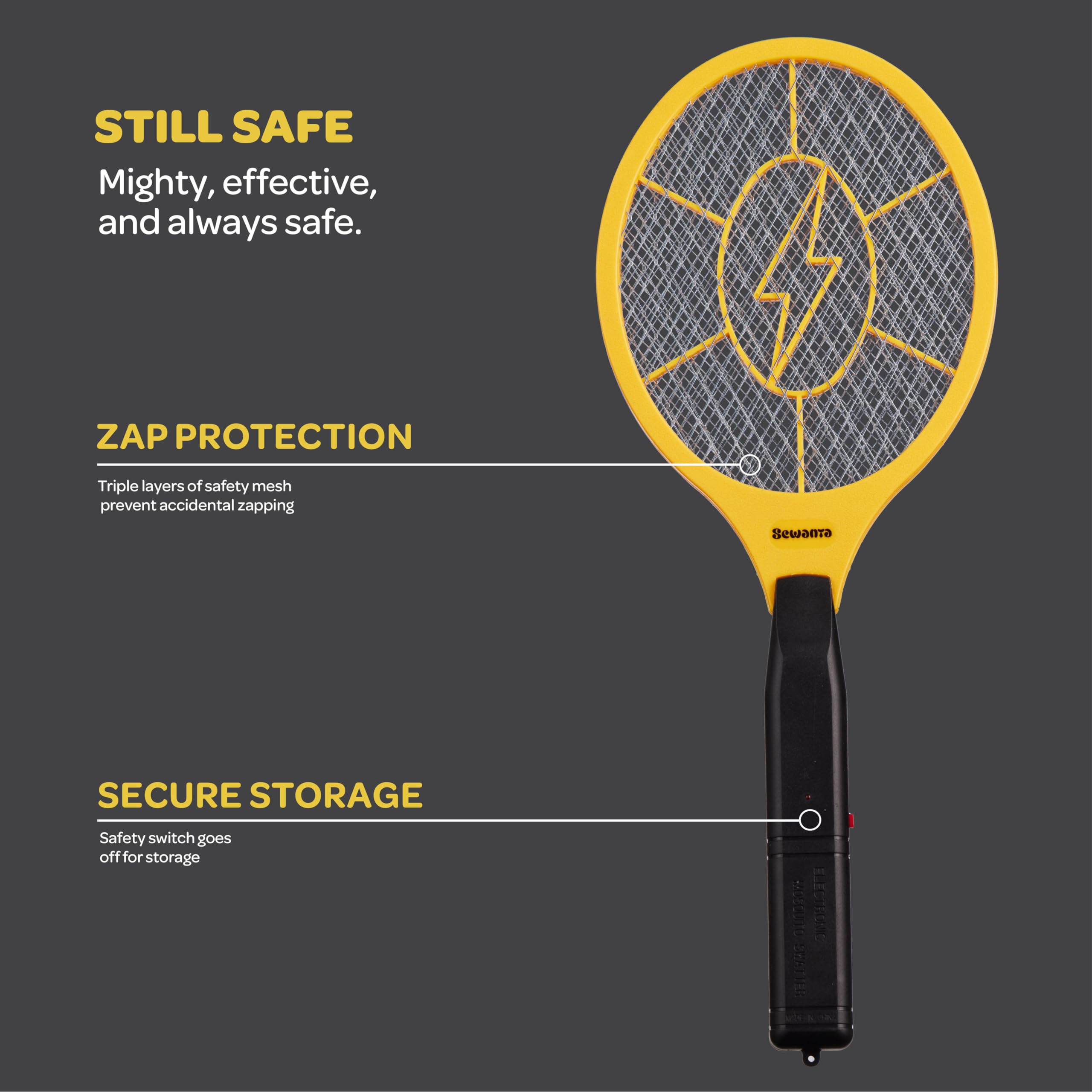 SEWANTA Electric Fly Swatter indoor outdoor – versatile pest control at home, yard, or campsite.