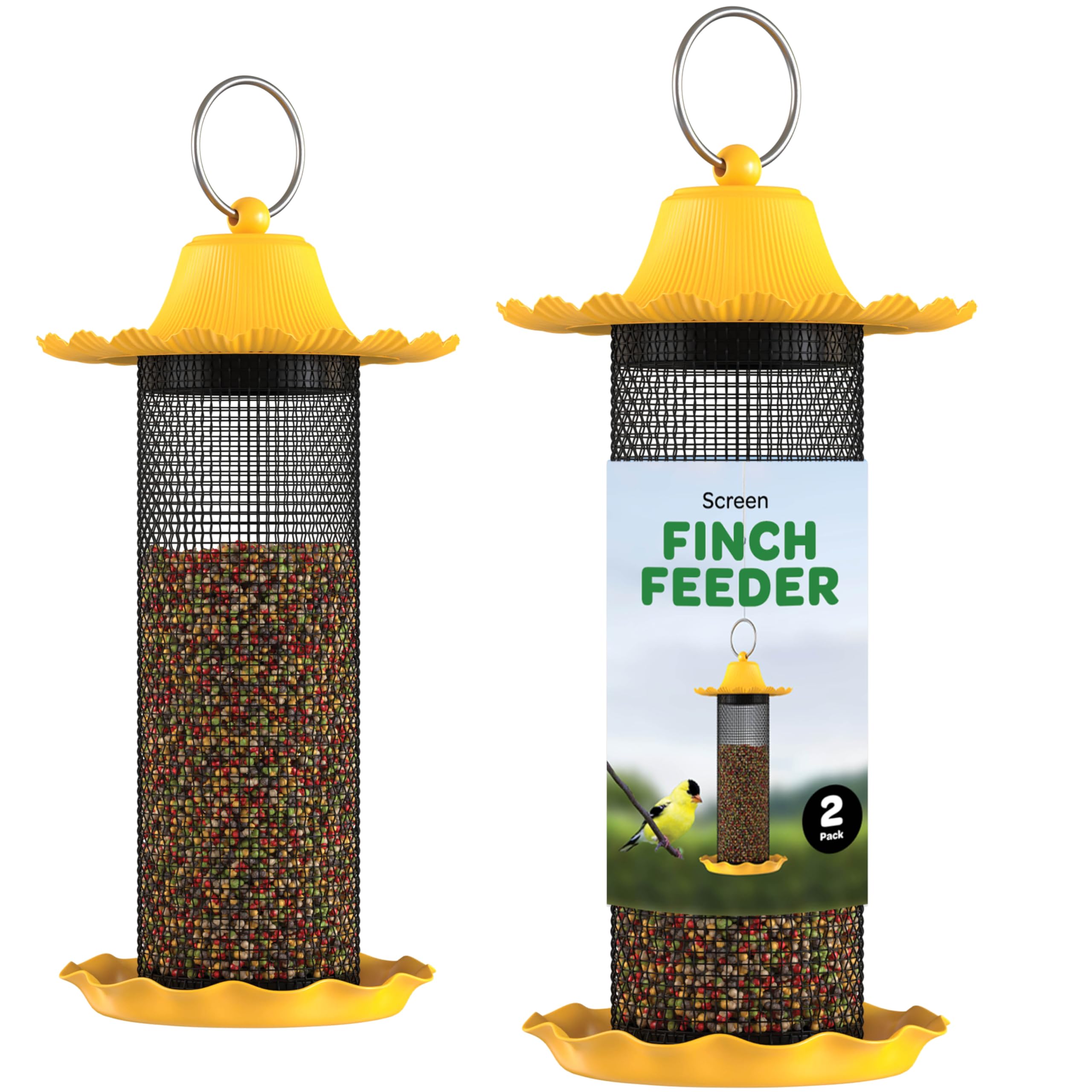SEWANTA Finch Bird Feeder invites backyard birds like finches and sparrows