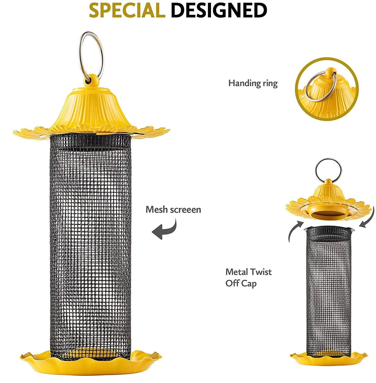 SEWANTA Finch Bird Feeder transparent tube helps track seed levels at a glance