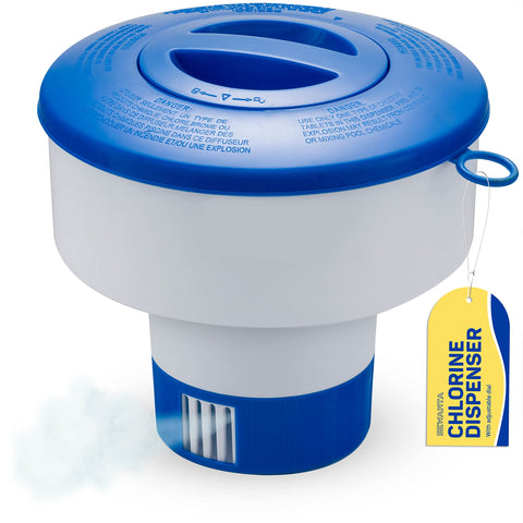 SEWANTA floating chlorine dispenser on water surface ensures even tablet release.