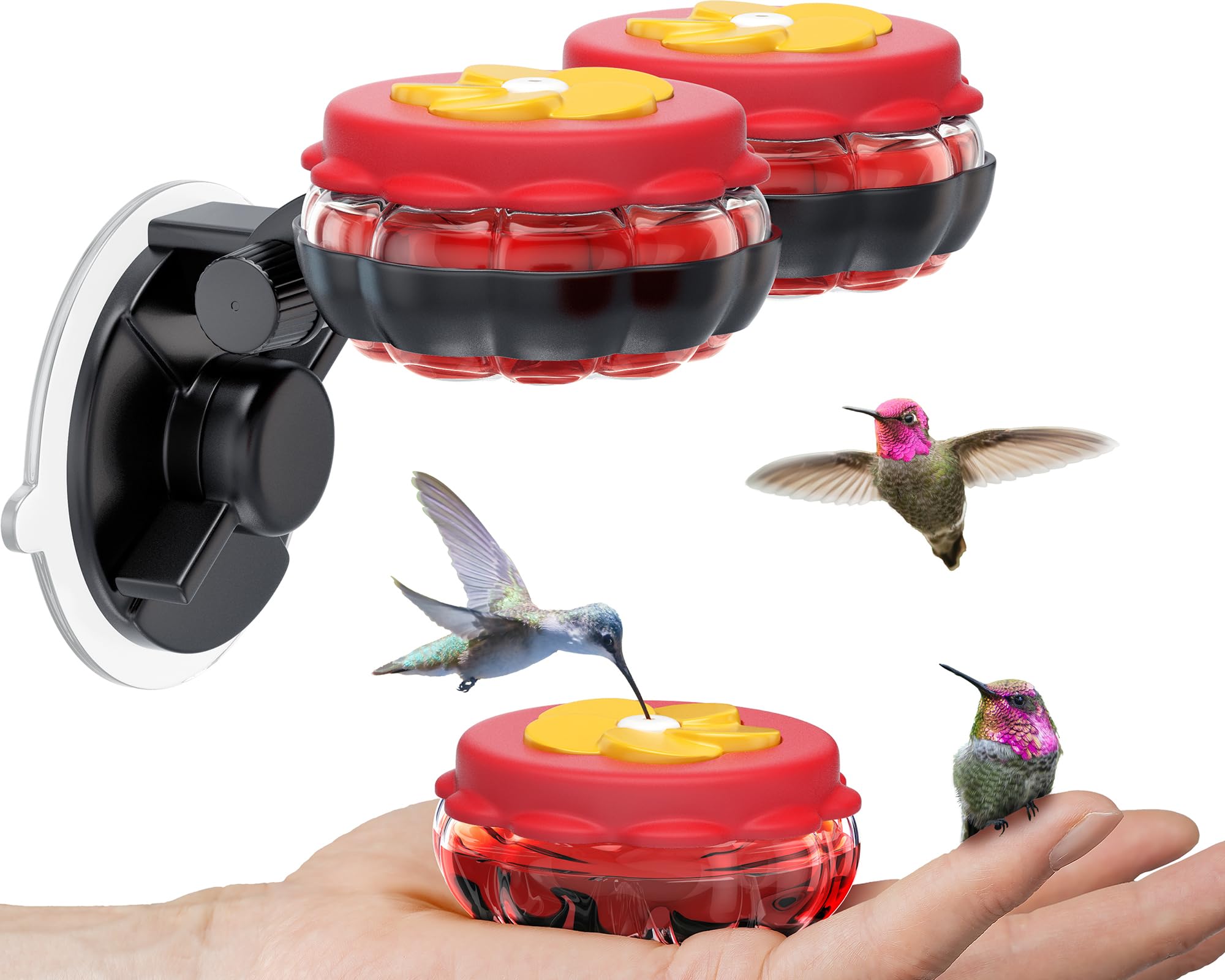 SEWANTA handheld glass hummingbird feeder set for palm feeding.