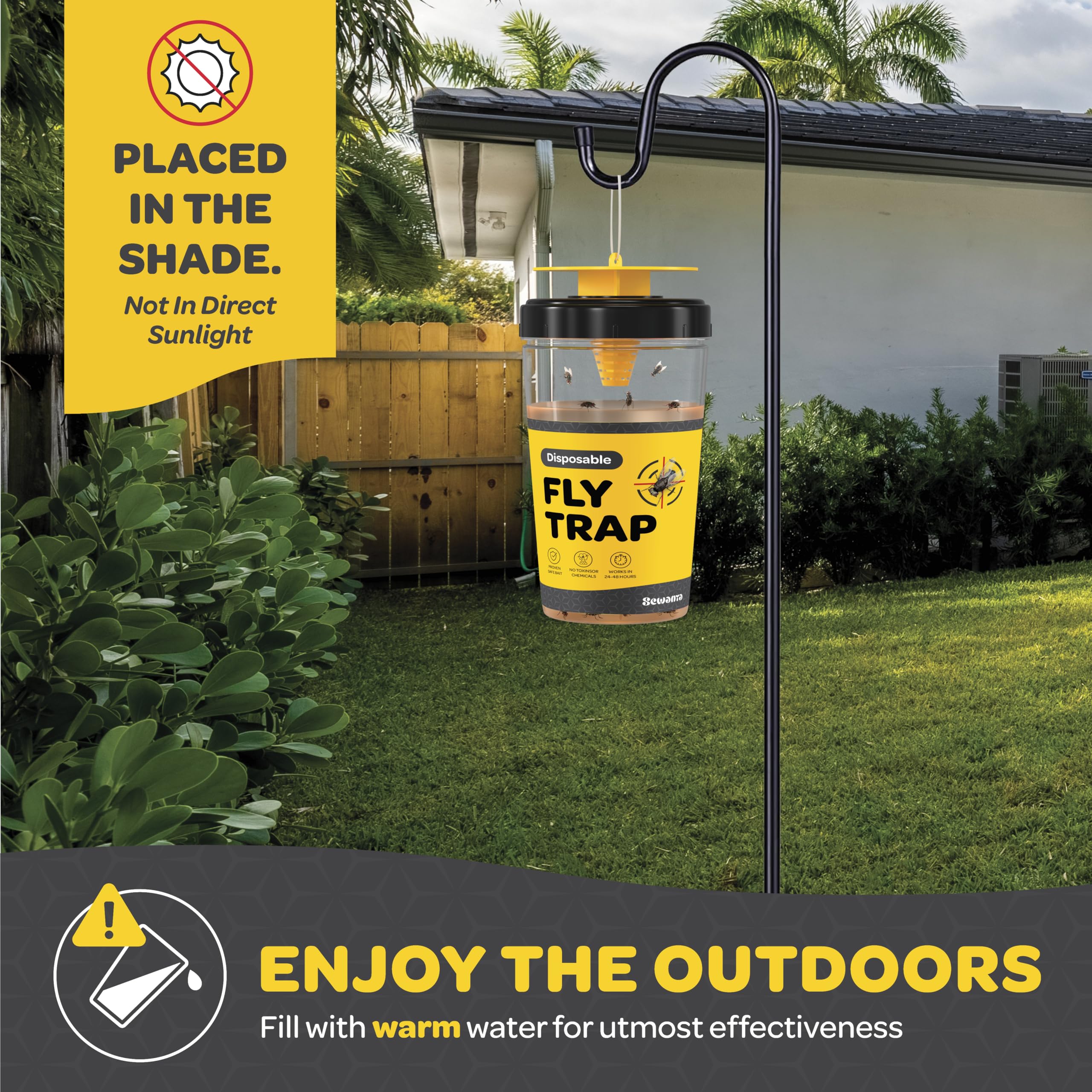 SEWANTA hanging cord included for easy outdoor installation.