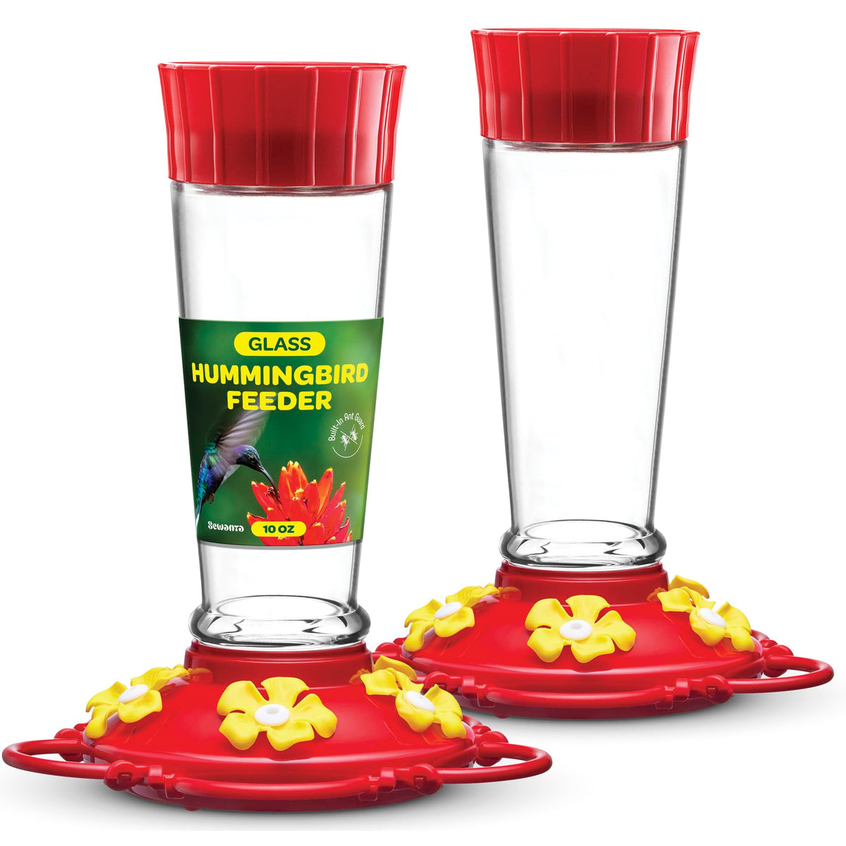 SEWANTA hummingbird feeder 10oz set of 2 with clear reservoir for easy nectar monitoring