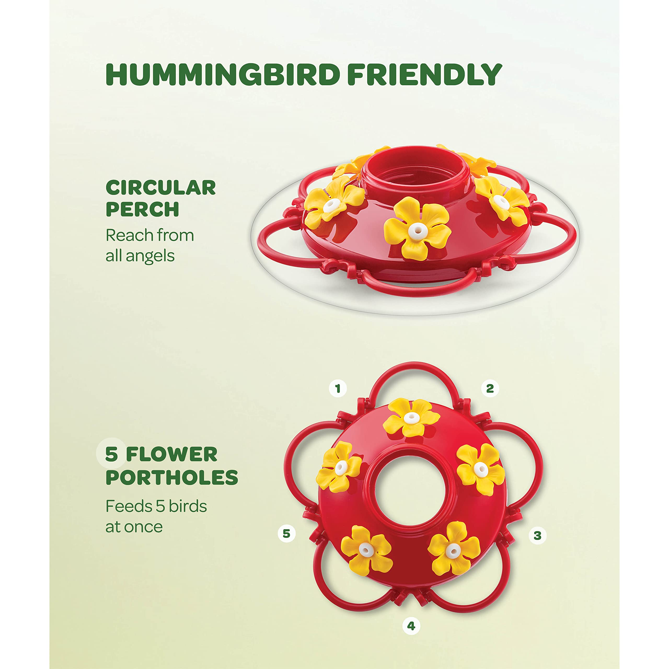 SEWANTA hummingbird feeder circular 5-port design attracts multiple birds