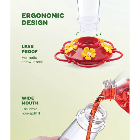 SEWANTA clear plastic reservoir lets you monitor nectar levels easily