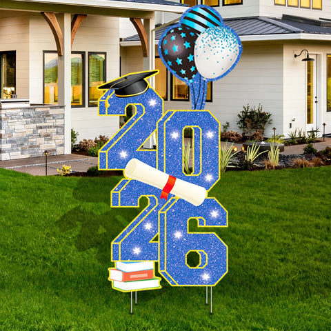 sewrung 3.5ft 2026 graduation yard sign with stakes for outdoor celebrations.