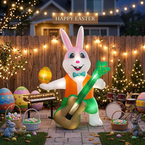 SeWRung inflatable bunny made of durable waterproof polyester for yard decor