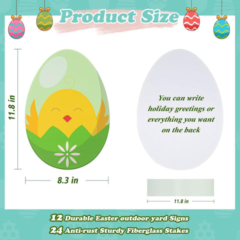 Sewrung Easter decorations add seasonal charm to fences and flower beds.